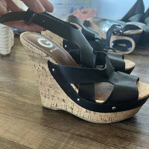 G by Guess Black Wedge Sandals